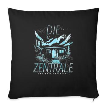 Die Drei ??? Die Zentrale Tasse - Sofakissenbezug 45 x 45 cm - Schwarz - Vorne