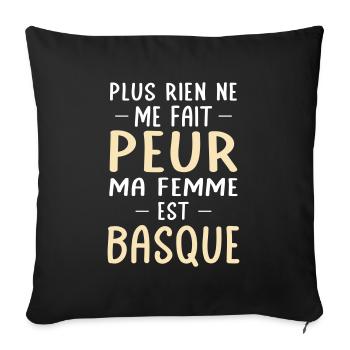 Rien ne me fait peur ma femme est Basque - Housse de coussin décorative 45 x 45 cm - noir - Devant