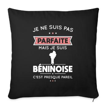 Je ne suis pas parfaite mais je suis Béninoise - Housse de coussin décorative 45 x 45 cm - noir - Devant