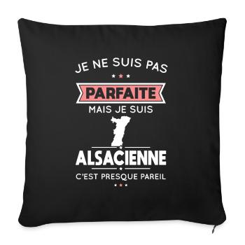 Je ne suis pas parfaite mais je suis Alsacienne - Housse de coussin décorative 45 x 45 cm - noir - Devant