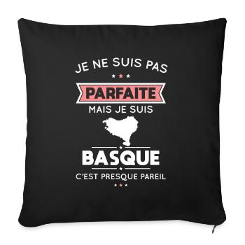 Je ne suis pas parfaite mais je suis Basque - Housse de coussin décorative 45 x 45 cm - noir - Devant