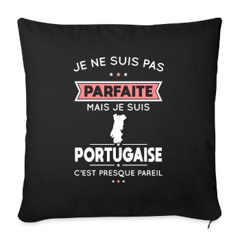 Je ne suis pas parfaite mais je suis Portugaise - Housse de coussin décorative 45 x 45 cm - noir - Devant