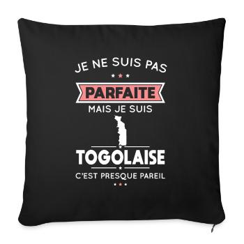 Je ne suis pas parfaite mais je suis Togolaise - Housse de coussin décorative 45 x 45 cm - noir - Devant