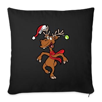 Funny reindeer - Sofa pillowcase 17,3'' x 17,3'' (45 x 45 cm) - black - Front