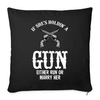 Gun Pistolet Gun Femme - Race ou Marry - Housse de coussin décorative 45 x 45 cm - noir - Devant