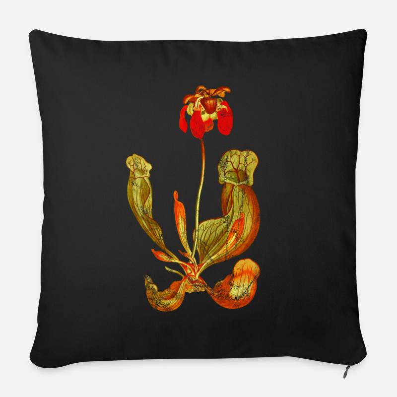 Plante carnivore Karnivore Grunge Vintage - Housse de coussin décorative 45 x 45 cm - noir