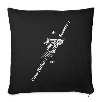 Scooter scooter scooter Ciao Italia drapeau deux roues - Housse de coussin décorative 45 x 45 cm - noir - Devant