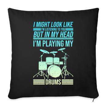 Drummer Drummer T-Shirt Drums Drum - Sofa pillowcase 17,3'' x 17,3'' (45 x 45 cm) - black - Front