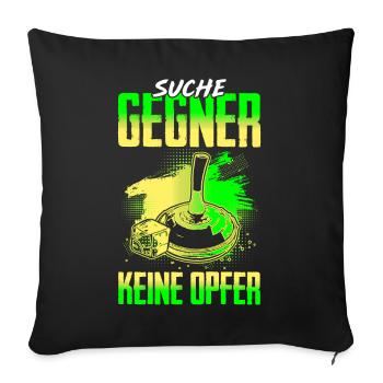 Eisstock Suche Gegner Keine Opfer Stockschütze - Sofakissenbezug 45 x 45 cm - Schwarz - Vorne
