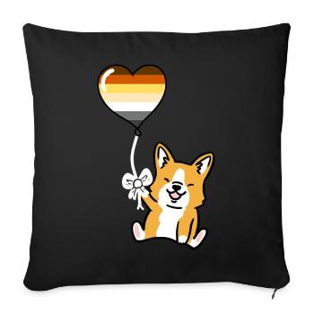 Corgi Herzballon Gay Bear Pride - Sofakissenbezug 45 x 45 cm - Schwarz - Vorne