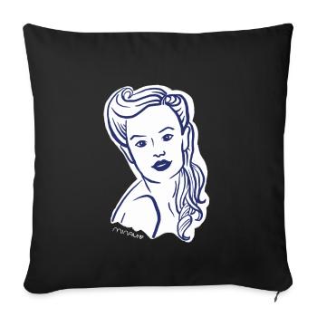 Années 40 / Portrait de femme / Pouvoir des femmes / minavi - Housse de coussin décorative 45 x 45 cm - noir - Devant