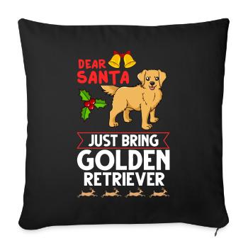 Golden Retriever Dog Puppy Propriétaire Noël - Housse de coussin décorative 45 x 45 cm - noir - Devant