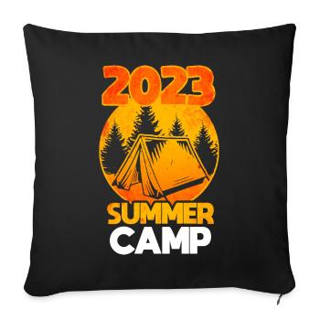 Summer Camp 2023 Camping Scouts - Sofa pillowcase 17,3'' x 17,3'' (45 x 45 cm) - black - Front