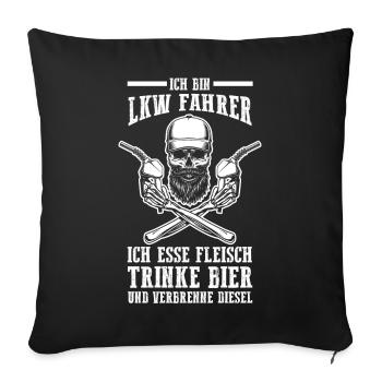 Bier LKW Fahrer Fernfahrer Lastkraftwagen Trucker - Sofakissenbezug 45 x 45 cm - Schwarz - Vorne