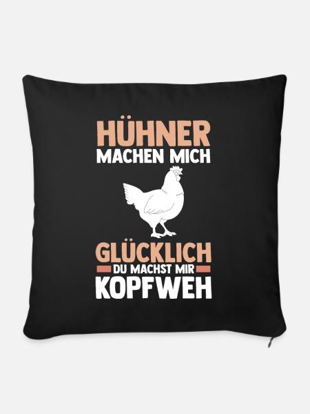 Huhn Landwirt Bauernhof Hühner - Sofakissenbezug 45 x 45 cm - Schwarz