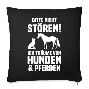 Pferde Pferdeliebhaber Hundeliebhaber Hunde - Sofakissenbezug 45 x 45 cm - Schwarz - Vorne