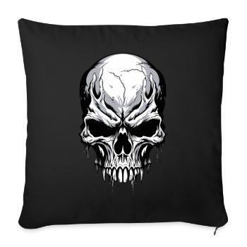 Crâne Noir Blanc Crâne Squelette Gothique - Housse de coussin décorative 45 x 45 cm - noir - Devant