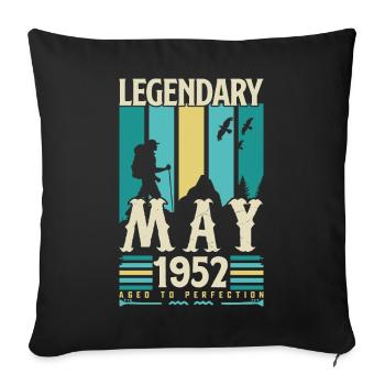 May 1952 Anniversary Gift, Vintage May 1952. - Sofa pillowcase 17,3'' x 17,3'' (45 x 45 cm) - black - Front
