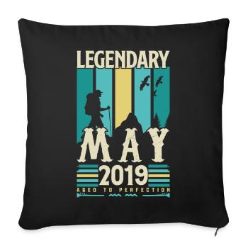 May 2019 Anniversary Gift, Vintage May 2019. - Sofa pillowcase 17,3'' x 17,3'' (45 x 45 cm) - black - Front