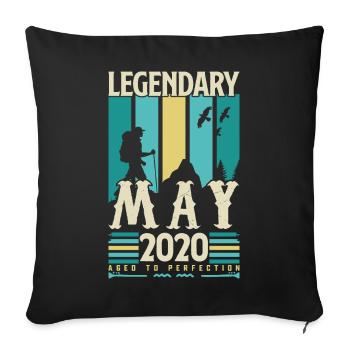May 2020 Anniversary Gift, Vintage May 2020. - Sofa pillowcase 17,3'' x 17,3'' (45 x 45 cm) - black - Front