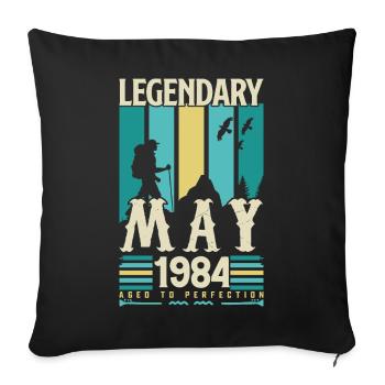 May 1984 Anniversary Gift, Vintage May 1984. - Sofa pillowcase 17,3'' x 17,3'' (45 x 45 cm) - black - Front