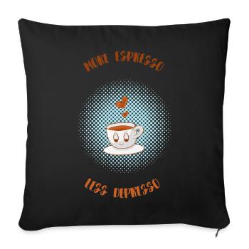Espresso, Café, Café, Latte, Idée cadeau, Fun - Housse de coussin décorative 45 x 45 cm - noir - Devant