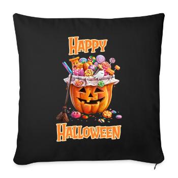 Halloween – Happy Halloween Pumpkin with Candy - Sofa pillowcase 17,3'' x 17,3'' (45 x 45 cm) - black - Front