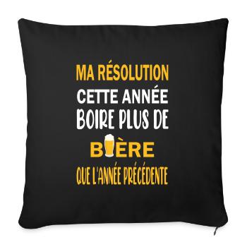 Ma résolution cette année boire plus de bière - Housse de coussin décorative 45 x 45 cm - noir - Devant