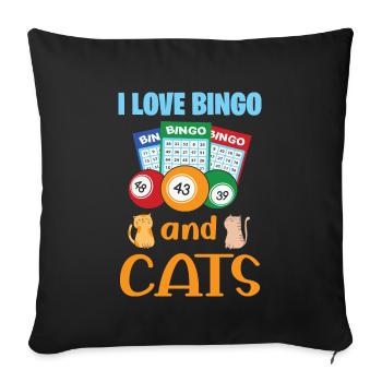 Jeu de cartes de bingo Grand-mère Joueur de bingo Cartes de bingo - Housse de coussin décorative 45 x 45 cm - noir - Devant