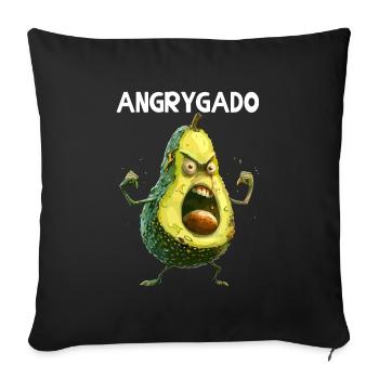 Avocado Angrygado Vegan Food Vegetarian Organic - Sofa pillowcase 17,3'' x 17,3'' (45 x 45 cm) - black - Front