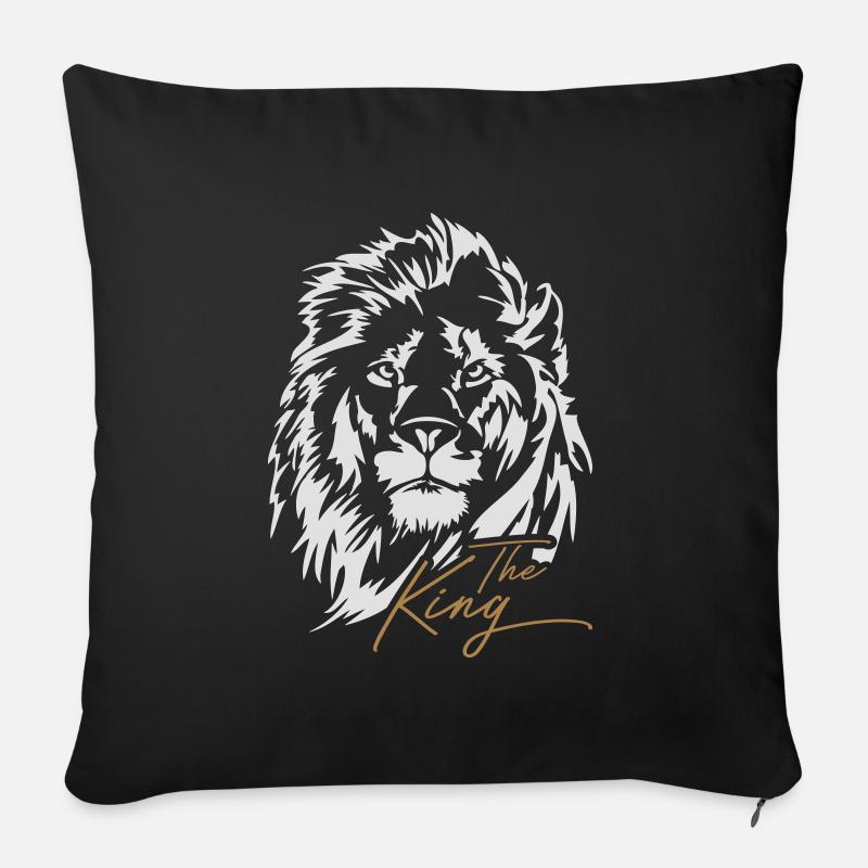 Der Löwe - The King Löwenkopf Wilsigns - Sofakissenbezug 45 x 45 cm - Schwarz