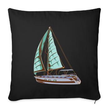 Sailing Ship Boat Yacht Sailing Water Dew Gift - Sofa pillowcase 17,3'' x 17,3'' (45 x 45 cm) - black - Front