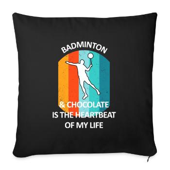 Badminton Badminton Badminton Player Chocolat - Housse de coussin décorative 45 x 45 cm - noir - Devant
