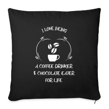 Café, expresso, café et chocolat - Housse de coussin décorative 45 x 45 cm - noir - Devant