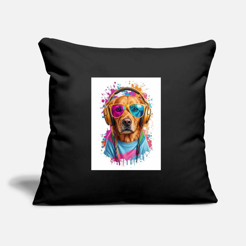 Bunter Hund mit Kopfhörern Sofakissenbezug 45 x 45 cm