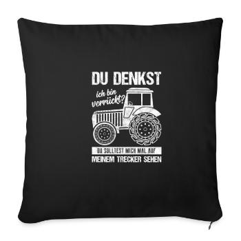 Landwirt Bauer Humor Traktor Kuh Witz Geschenk - Sofakissenbezug 45 x 45 cm - Schwarz - Vorne