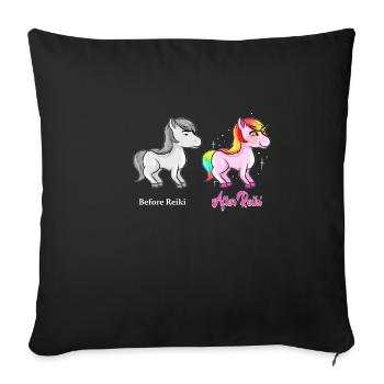 Reiki Einhorn Meditation Japanisch Lotusblume - Sofakissenbezug 45 x 45 cm - Schwarz - Vorne