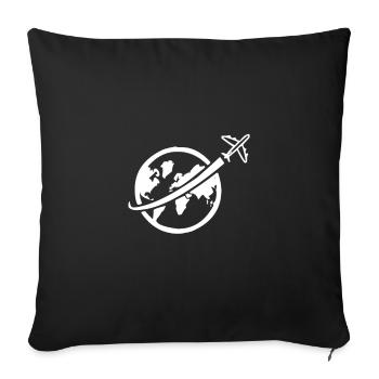 Travel Airplane around the world Trip around the world - Sofa pillowcase 17,3'' x 17,3'' (45 x 45 cm) - black - Front
