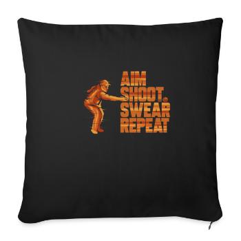 Boule Aim Shoot Swear Pétanque Boccia - Housse de coussin décorative 45 x 45 cm - noir - Devant