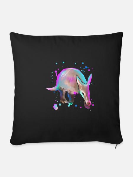 Erdferkel Aardvark Geschenk - Sofakissenbezug 45 x 45 cm - Schwarz