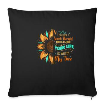 Speech therapist Sunflower Speech therapist Speech therapist - Sofa pillowcase 17,3'' x 17,3'' (45 x 45 cm) - black - Front