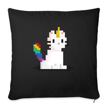 Chat licorne Pixel - Housse de coussin décorative 45 x 45 cm - noir - Devant