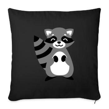 Waschbär Tierkind Raccoon animal child Geschenk - Sofakissenbezug 45 x 45 cm - Schwarz - Vorne
