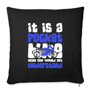 Pocketbike Motocycliste Vélo tout-terrain - Housse de coussin décorative 45 x 45 cm - noir - Devant