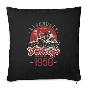 1958 Jubiläums-Oldtimer-Biker-Motorrad - Sofakissenbezug 45 x 45 cm - Schwarz - Vorne
