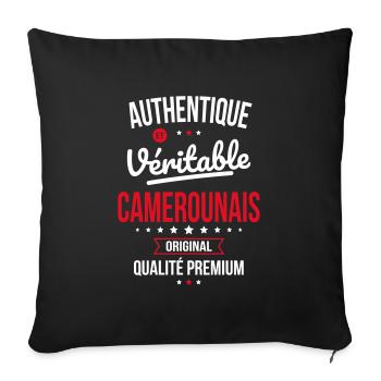 Authentique et véritable Camerounais - Original - Housse de coussin décorative 45 x 45 cm - noir - Devant