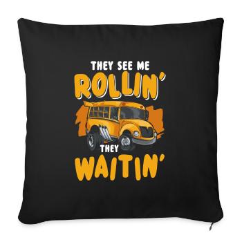 Bus Occupation Work Transport - Sofa pillowcase 17,3'' x 17,3'' (45 x 45 cm) - black - Front