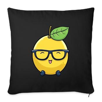 Kawaii Lemon : Acidité douce - Housse de coussin décorative 45 x 45 cm - noir - Devant