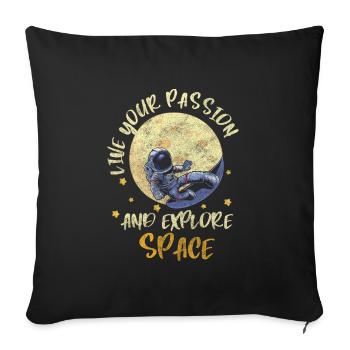 Space, Spaceflight, Weightless, Moon - Sofa pillowcase 17,3'' x 17,3'' (45 x 45 cm) - black - Front