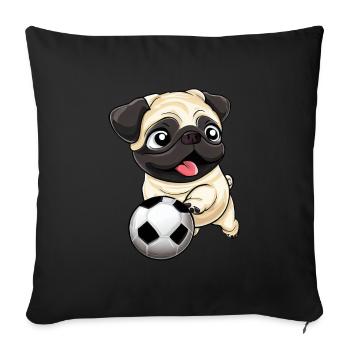 Carlin dans la fièvre du football : star sur le terrain - Housse de coussin décorative 45 x 45 cm - noir - Devant